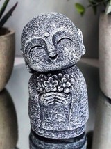 Feng Shui Zen Blissful Japanese Jizo Monk Holding Flowers Mini Figurine ... - $14.99