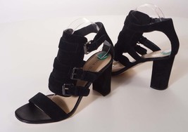 Via Spiga Womens Black Brown Suede Leather Buckle Ankle Strap Heels Shoes - £35.24 GBP