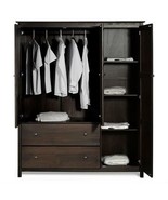 Espresso Wood Finish Bedroom Wardrobe Armoire Cabinet Closet - $1,354.99