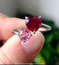 2Ct Heart Cut Simulated Red Ruby Bypass Engagement Ring 14K White Gold Plated - £38.70 GBP