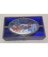  Blue Stained Glass Music Box White Christmas LYNN BYWATERS Via Vermont ... - $264.20 MXN