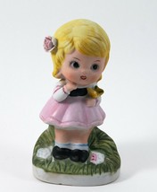 Porcelain Figurine Girl With Butterfly On Her Hand And A Rose In Her Hair 4&quot; - £5.58 GBP