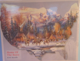 750 Pc Jigsaw Puzzle USA SHAPED  -HOME OF THE BRAVE-WINTER SCENE - £17.98 GBP