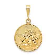 14K Polished and Satin Angel Pendant 33mm 20mm style C1896 - £206.56 GBP
