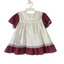 Vintage Sears Infant Size Medium (20-25 lbs) Plaid Dress w/ Eyelet Trim EUC - £13.54 GBP