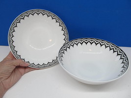 Portobello By Inspire Set Of Two 7 1/8&quot; Cereal Bowls VGC Geometric Design - £21.61 GBP