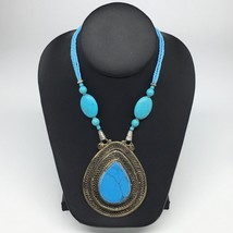 Turkmen Necklace Antique Afghan Tribal Turquoise Inlay Beaded ATS Necklace VS100 - £17.20 GBP