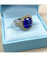 GIA 8.68 CT Violet Blue Tanzanite Diamond Engagement Ring 14k Gold 10.34... - $324,408.01 MXN