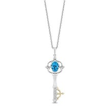Blue Topaz &amp; Silver ,Key Pendant Necklace , Key Necklace | handmade Neck... - £58.17 GBP