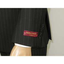 Men Suit BERLUSCONI Italian Wool 180's Pin Stripe One Button Peak UGS95-4 Black image 7