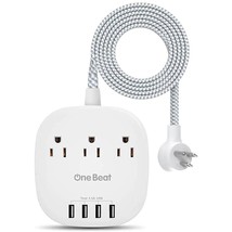 Desktop Power Strip With 3 Outlet 4 Usb Ports 4.5A, Flat Plug And 5 Ft Long Brai - £24.29 GBP
