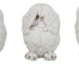 Wisdom Of The Forest See Hear Speak No Evil White Snowy Owls Mini Figuri... - $17.99