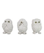 Wisdom Of The Forest See Hear Speak No Evil White Snowy Owls Mini Figuri... - €15,55 EUR