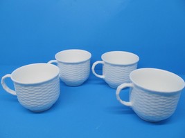 Wedgwood Nantucket Set Of 4 White Weave 2 3/4&quot; T X 3 1/4&quot; D  Cups Only VGC - £30.11 GBP