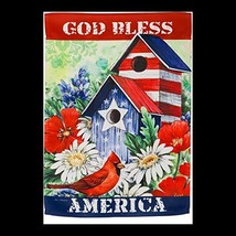 Meadow Creek Patriotic Birdhouse &amp; Cardinal Suede Garden Flag-2 Sided,12... - $14.84