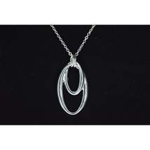 Charter Club Double Oval Pendant Necklace, Silver - £12.64 GBP