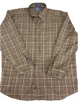 Pendleton Sir Pendleton Wool Shirt XL Brown Red Plaid USA Vintage Stained - $17.77