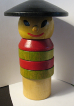 Vintage Wooden Stacking Man Toy Asian 4.5&quot;  7 piece - £7.96 GBP