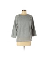 MICHAEL KORS Light Gray Long Sleeve Activewear Mesh Top - Size Medium - $921.74 MXN