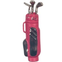 DOLLHOUSE Red Golf Bag w 3 Clubs G8032r Miniature - £8.69 GBP