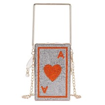Luxury Hollow Heart Poker Design Evening Bags Shiny Diamonds Metal cage Women Cl - £49.61 GBP