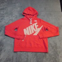 Nike Hoodie Womens Medium Red Lightweight Casual Pullover Swoosh Sweatshirt - $17.80
