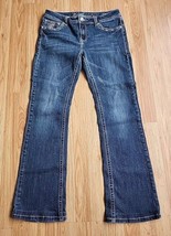 LA Idol USA Womens Denim Jeans 11 Bootcut Thick Stitch Embroidered Rhinestones - £16.07 GBP