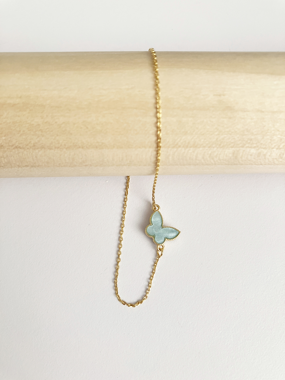 Blue Mother of Pearl Mini Butterfly Adjustable Bracelet