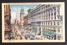 Market Street View San Francisco California CA Linen Piltz UNP Postcard c1940s - £7.98 GBP