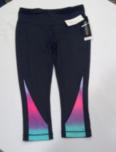 NWT Ideology Womens Ombre Cropped Leggings Black Multi Ombre XS - £20.90 GBP