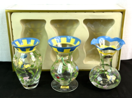 LENOX Butterfly Meadow Hand Painted Glass Vases Set of 3 Vintage - New in Box !! - £23.70 GBP