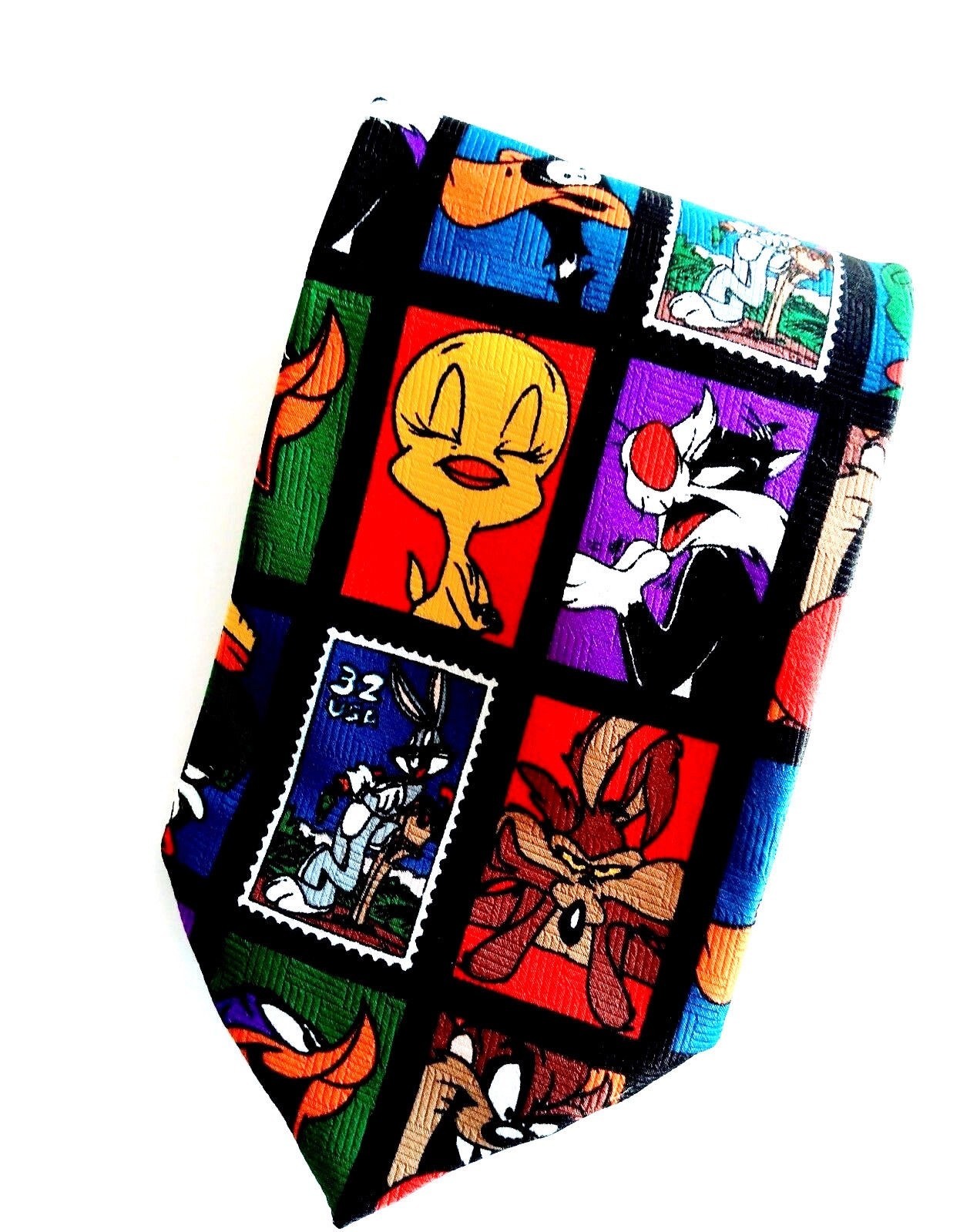 Warner Bros. Vintage Mens Tie Looney Tunes Stamp Collection Black Item image 6