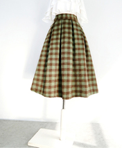 Winter Plaid Pleated Skirt Outfit Women Woolen Plus Size Pleated Skirt image 4