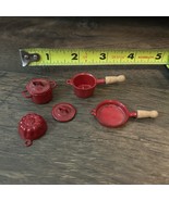 Vintage Miniature Dollhouse Cookware Bakeware Red Stoneware - $322.71 MXN