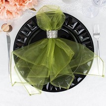 Olive Green 10 Sheer 23&quot;&quot; X 23&quot;&quot; Organza Decorative Table Dinner Napkins Events  - £10.72 GBP