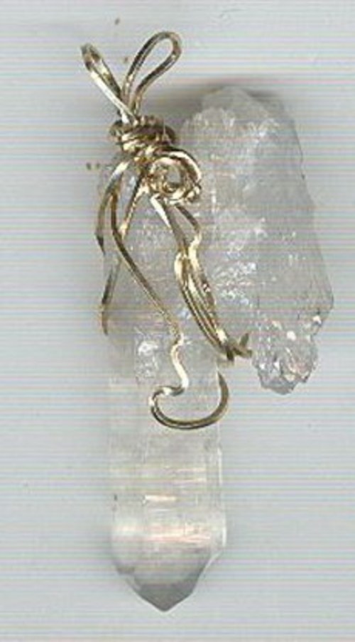 Gold-filled Wire Wrapped Tabby Quartz Crystal Pendant - $28.00