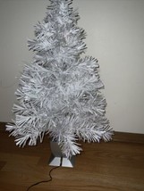 Christmas Tree  32 inch White Fiber Optic Tree Lighted Holiday Time New ... - $36.37