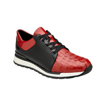 Belvedere Shoes Caiman Crocodile and Soft Italian Calf Titan Red/Black 33631 image 7