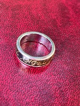 Blue Mood w Goldtone Script ANGEL Silvertone Band Ring Size 6 – width of ring is - £10.29 GBP