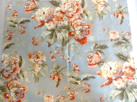 Vintage Cotton Linen Drapery Upholstery Fabric 56 X 1 yard Peonies? Waverly? - £12.46 GBP