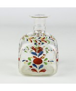 Stiegel Type Blown Flask Enameled Floral, Antique Colonial Glass c.1760 ... - £239.80 GBP