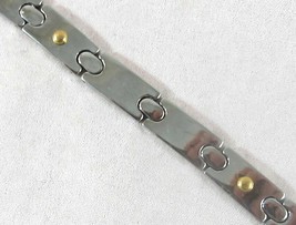 Gold Accent - Stainless Steel Link Bracelet - Men or Women - £18.26 GBP