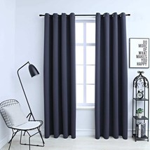 vidaXL Blackout Curtains Anthracite 54&quot;x84&quot; Fabric Thermal Insulated Pair - $70.49