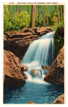 Two Rock Falls Roaring Fork Creek Smoky Mountains Park Linen Unposted Postcard - £3.84 GBP