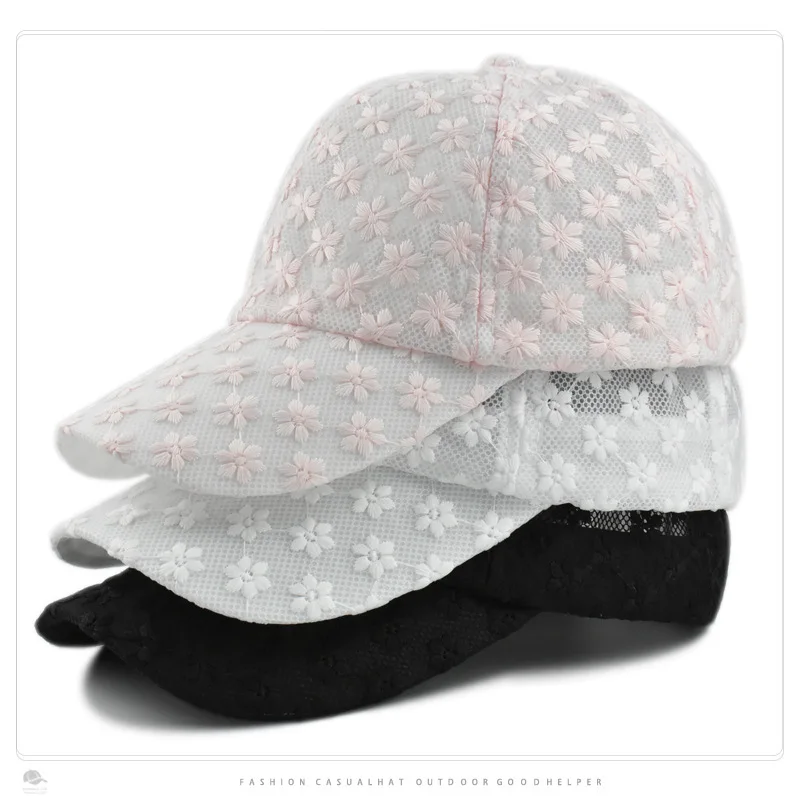 Hat Female Summer Cover Face Sunscreen Sun Hats Lace Fashion Baseball Cap Casual - £13.34 GBP