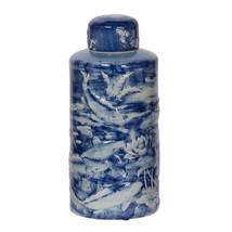 Blue Sky Koi Fish Lidded Decorative Jar D6X14&quot; - £58.88 GBP