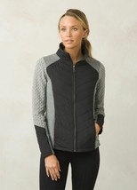 New NWT Prana Black Gray Womens S Jacket Coat Zip Pockets Moto Sweater Knit Warm - £211.39 GBP