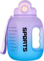 54 OZ Motivational Water Bottle with Time Marker and Handle Large Capaci... - £17.56 GBP