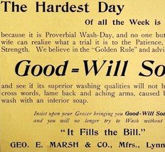 Good Will Soap George Marsh 1894 Advertisement Victorian Hygiene 4 ADBN1k - £11.19 GBP