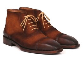Paul Parkman Mens Shoes Ankle Boots Brown Suede Cap Toe Handmade 644BRW17 - $679.99